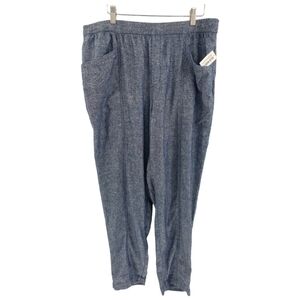 Old Navy NWT Linen Crop High Rise Size Large in Chambray Blue Pull On Style